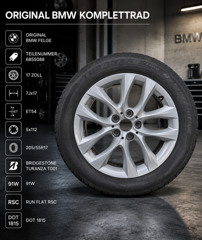 4 x Original BMW 17Zoll Alufelgen 6855088 Kompletträder 7Jx17 ET54 5x112 205/55 R17 Sommerreifen