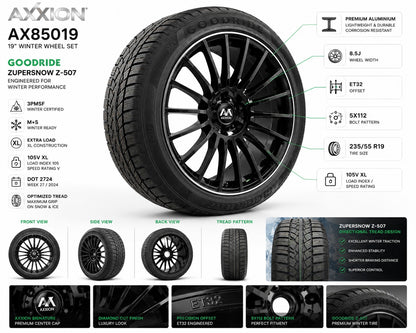 4x Axxion AX85019 8.5x19 ET32 5x112 Winterräder 235/55 R19 Goodride ZuperSnow Kompletträder
