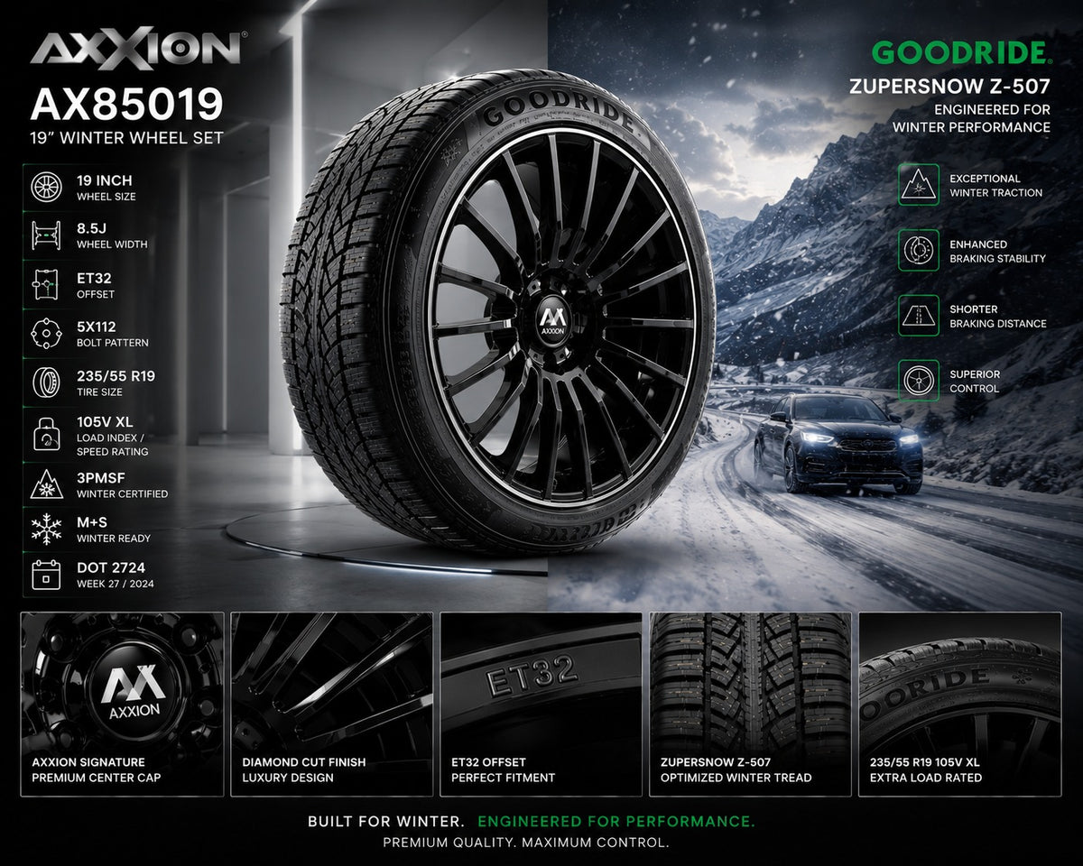 4x Axxion AX85019 8.5x19 ET32 5x112 Winterräder 235/55 R19 Goodride ZuperSnow Kompletträder