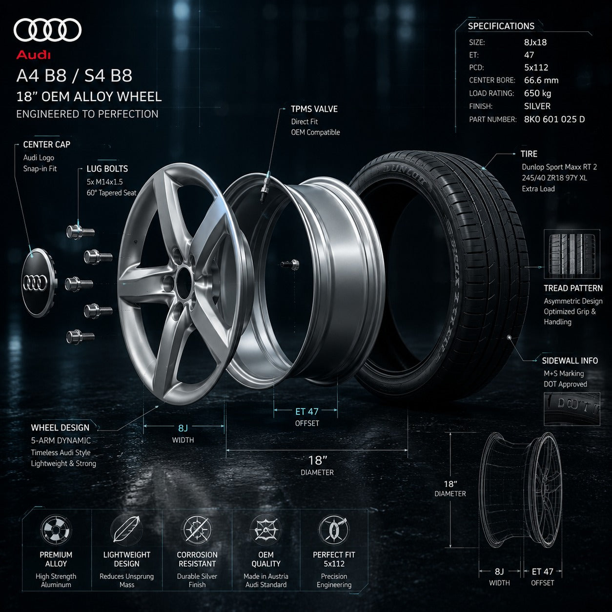 Original Audi A4/S4 B8 18 Zoll Kompletträder Sommer 245/40 R18 – 8Jx18 ET47