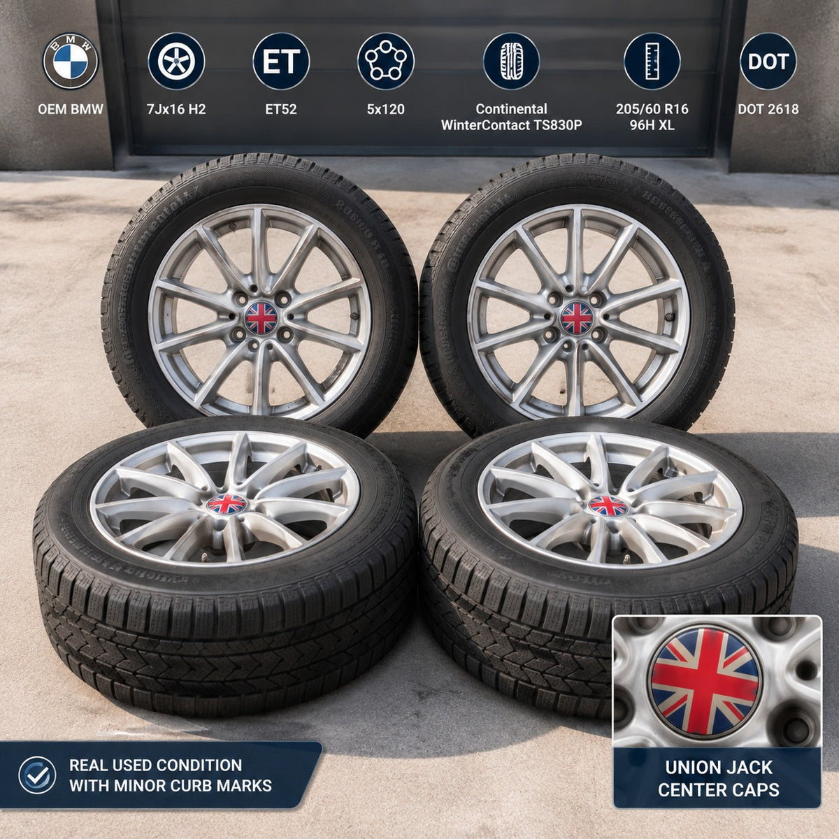 4 x Winterräder Original BMW 205/60 R16 Alufelgen 92H M+S 6855080 Continental Kompletträder