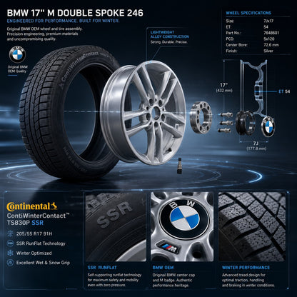 4 xOriginal BMW 17 Zoll Alufelgen Winterräder 205/55 R17 Kompletträder Continental SSR Alufelgen 7848601