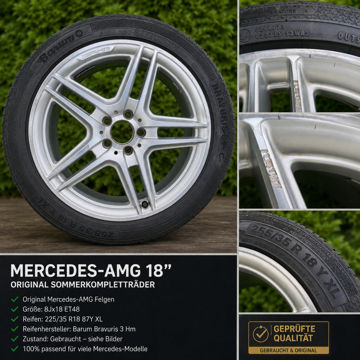 4x Original Mercedes AMG 18 Zoll Sommerräder A2044014202 255/35 R18 5x112 Felgen
