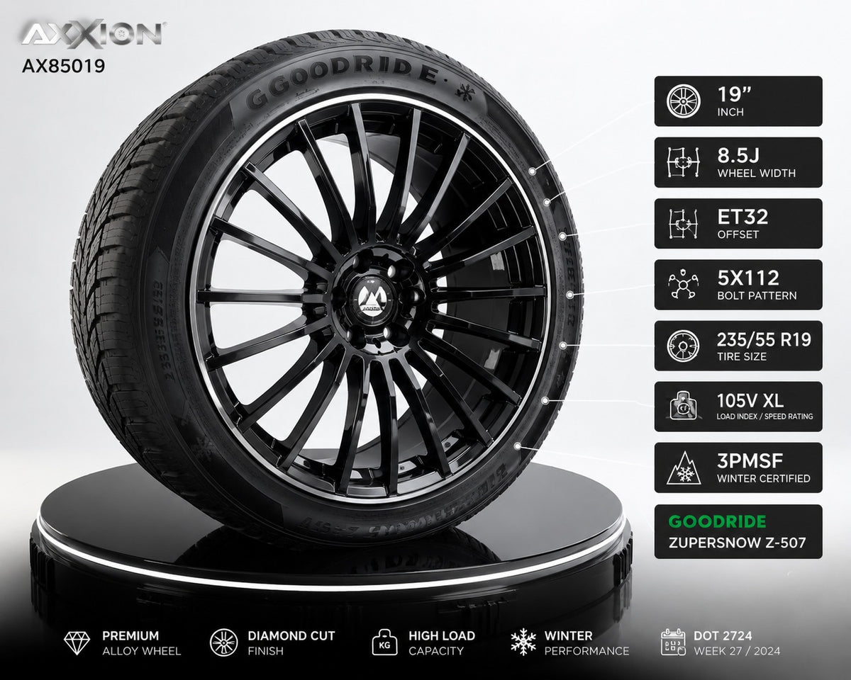 4x Axxion AX85019 8.5x19 ET32 5x112 Winterräder 235/55 R19 Goodride ZuperSnow Kompletträder