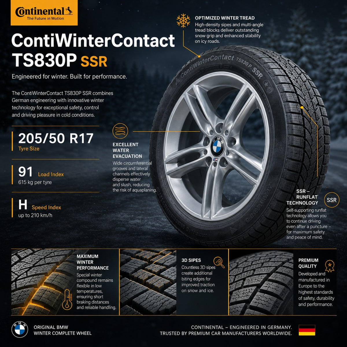 4 xOriginal BMW 17 Zoll Alufelgen Winterräder 205/55 R17 Kompletträder Continental SSR Alufelgen 7848601