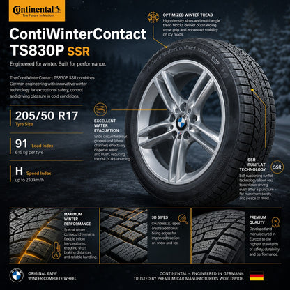 4 xOriginal BMW 17 Zoll Alufelgen Winterräder 205/55 R17 Kompletträder Continental SSR Alufelgen 7848601